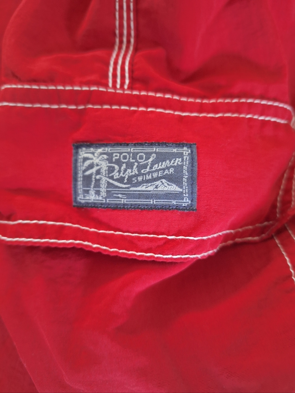 Polo by Ralph Lauren Red Vintage Style Men’s Swim Board Shorts Drawstring Size L - Picture 3 of 4